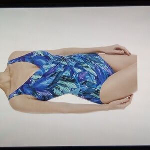 Miraclesuit Flamenco Oceanus One Piece Swimsuit Blue Flattering Vacation Large